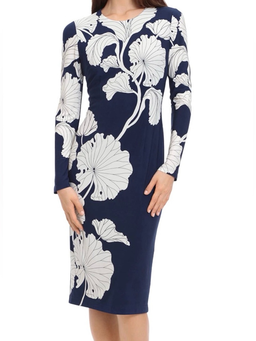 Maggy London Long Sleeved Sheath Midi Dress